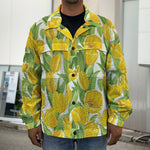 Yellow Spring Tulip Pattern Print Men's Shirt Jacket