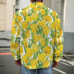 Yellow Spring Tulip Pattern Print Men's Shirt Jacket