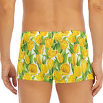 Yellow Spring Tulip Pattern Print Men's Short Boxer Briefs