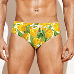 Yellow Spring Tulip Pattern Print Men's Swim Briefs