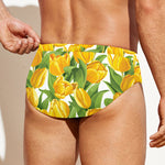 Yellow Spring Tulip Pattern Print Men's Swim Briefs