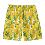 Yellow Spring Tulip Pattern Print Men's Swim Trunks