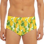 Yellow Spring Tulip Pattern Print Men's Triangle Swim Briefs