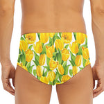 Yellow Spring Tulip Pattern Print Men's Triangle Swim Briefs