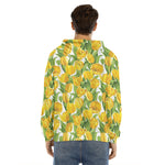 Yellow Spring Tulip Pattern Print Men's Velvet Pullover Hoodie