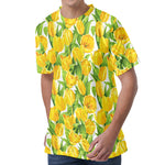 Yellow Spring Tulip Pattern Print Men's Velvet T-Shirt