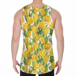 Yellow Spring Tulip Pattern Print Men's Velvet Tank Top