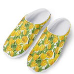 Yellow Spring Tulip Pattern Print Mesh Casual Shoes