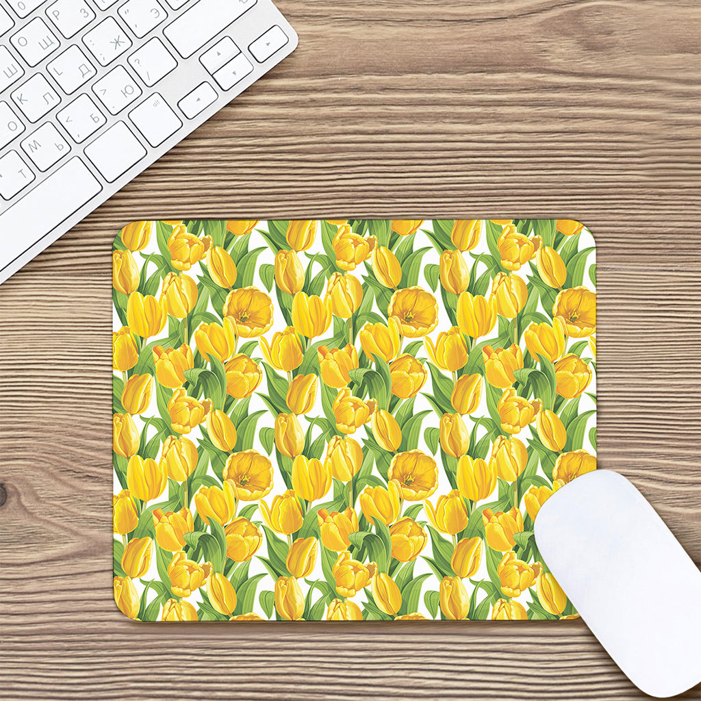 Yellow Spring Tulip Pattern Print Mouse Pad
