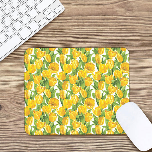 Yellow Spring Tulip Pattern Print Mouse Pad