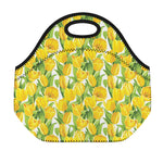 Yellow Spring Tulip Pattern Print Neoprene Lunch Bag