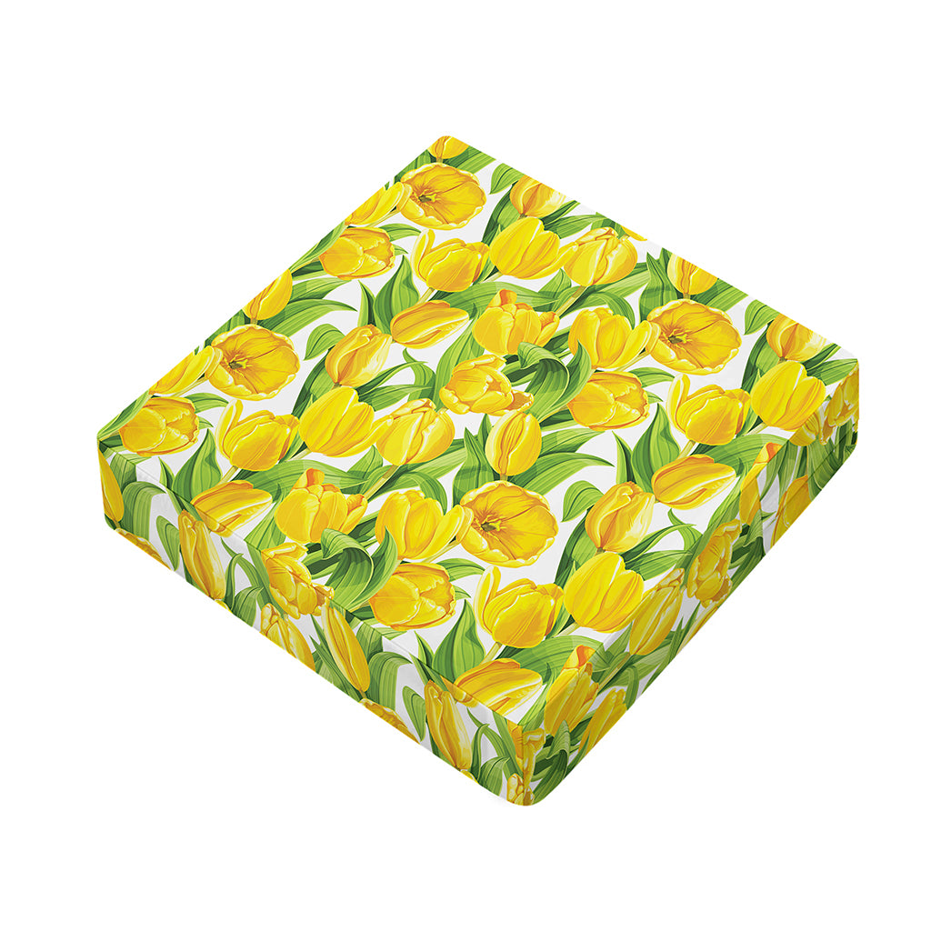 Yellow Spring Tulip Pattern Print Outdoor Seat Cushion Cover