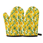 Yellow Spring Tulip Pattern Print Oven Mitts