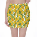 Yellow Spring Tulip Pattern Print Pencil Mini Skirt