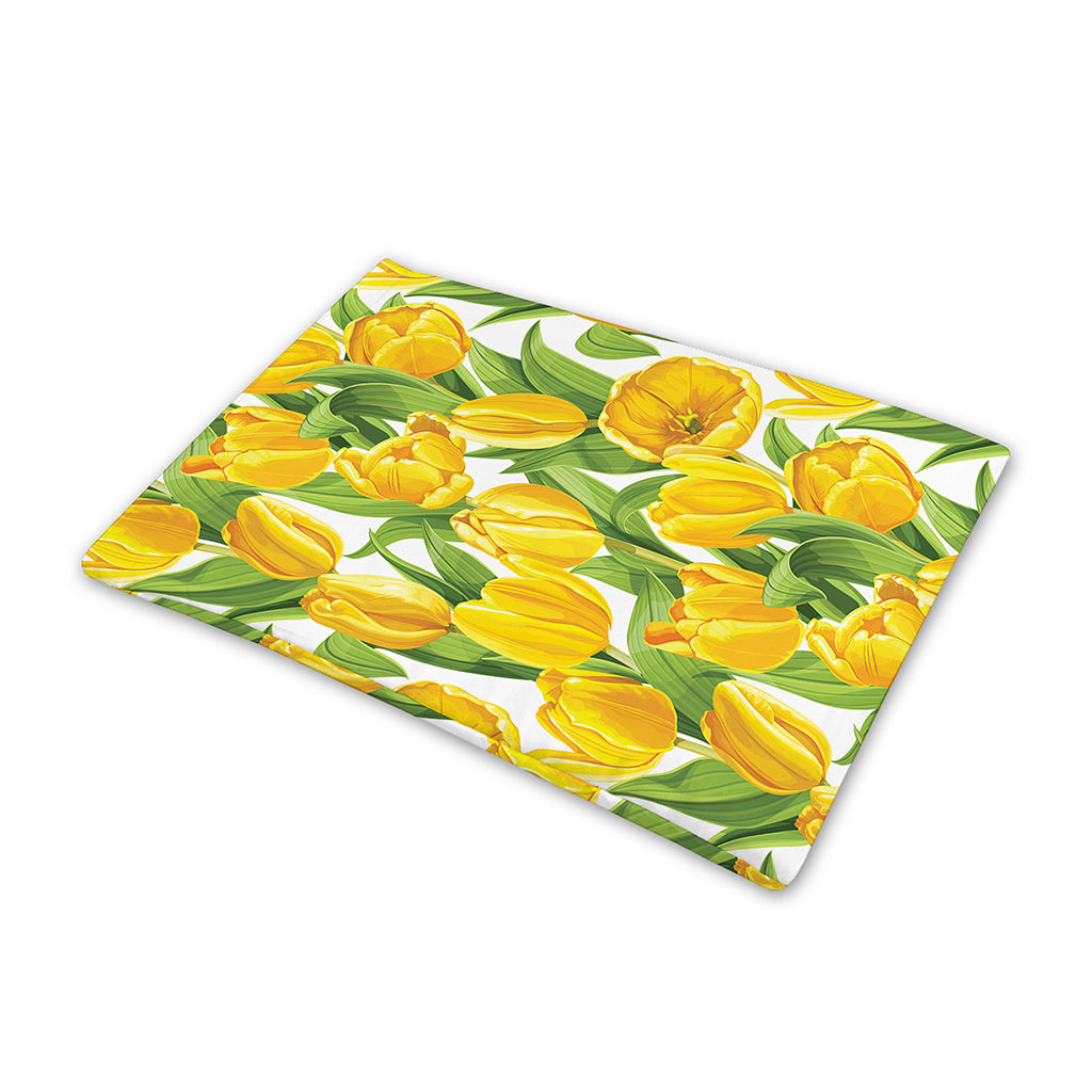 Yellow Spring Tulip Pattern Print Pet Cooling Mat Cover