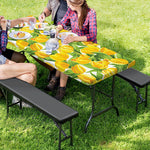 Yellow Spring Tulip Pattern Print Picnic Table Cover