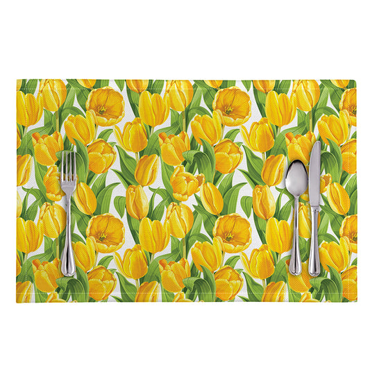 Yellow Spring Tulip Pattern Print Placemat
