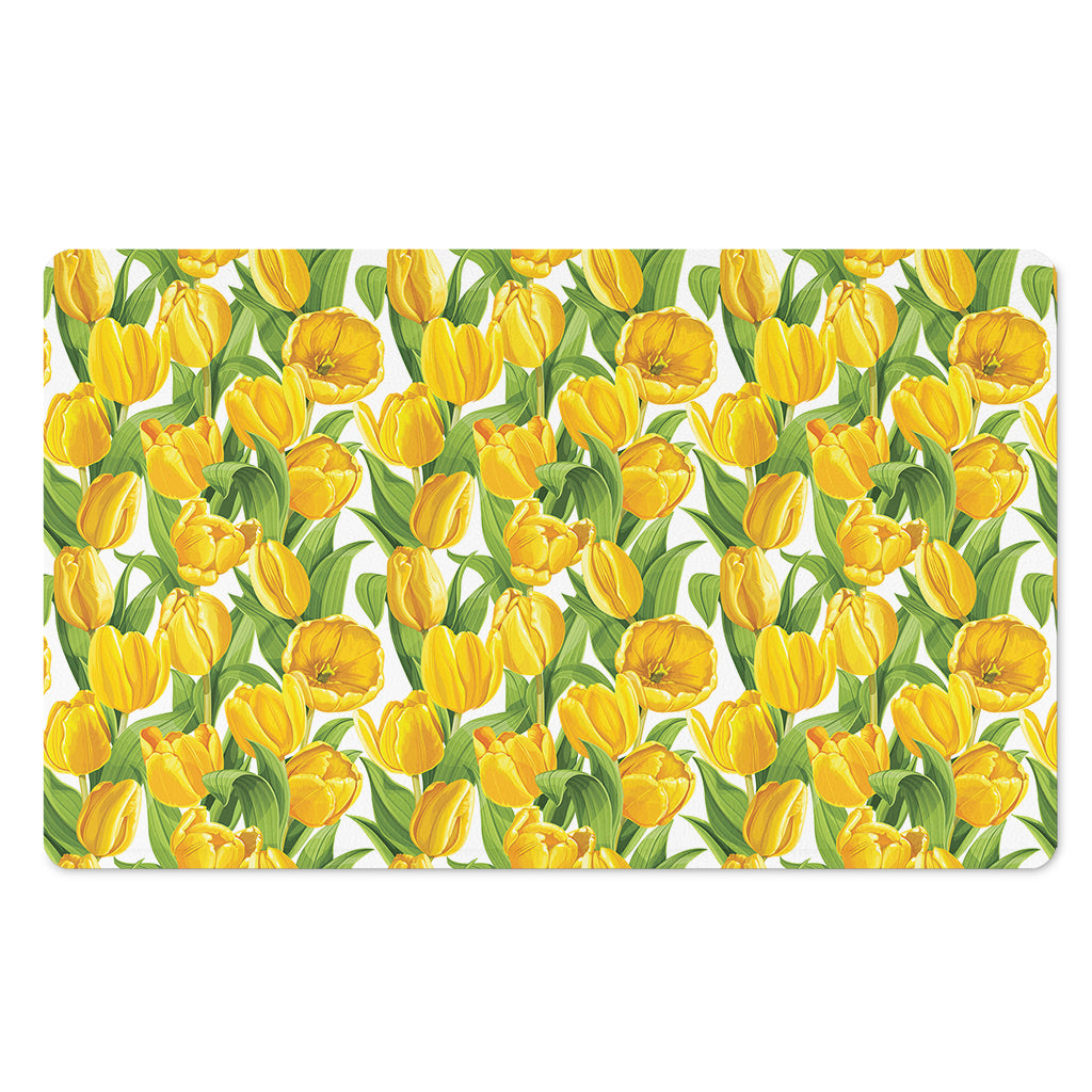 Yellow Spring Tulip Pattern Print Polyester Doormat