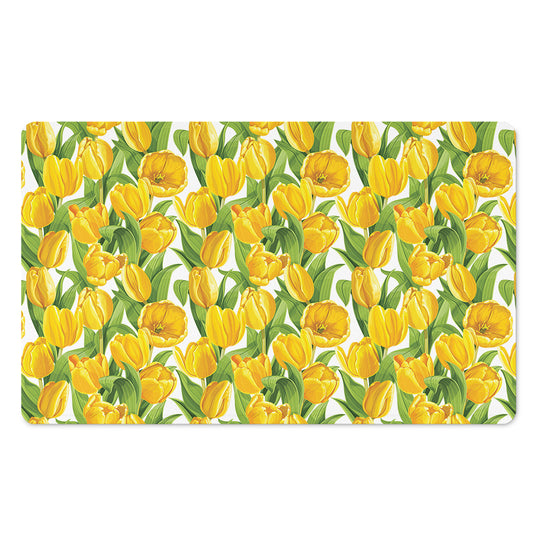Yellow Spring Tulip Pattern Print Polyester Doormat