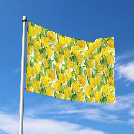Yellow Spring Tulip Pattern Print Polyester Flag