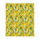 Yellow Spring Tulip Pattern Print Polyester Shower Curtain