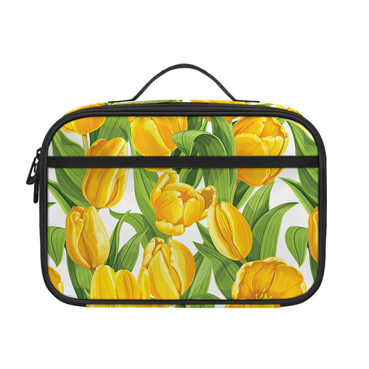 Yellow Spring Tulip Pattern Print Portable Lunch Bag