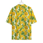Yellow Spring Tulip Pattern Print Rayon Hawaiian Shirt