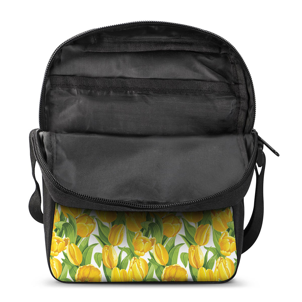 Yellow Spring Tulip Pattern Print Rectangular Crossbody Bag