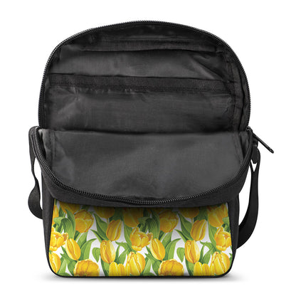 Yellow Spring Tulip Pattern Print Rectangular Crossbody Bag