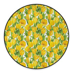 Yellow Spring Tulip Pattern Print Round Floor Mat
