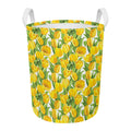 Yellow Spring Tulip Pattern Print Round Laundry Basket