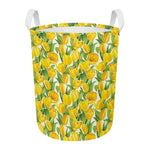 Yellow Spring Tulip Pattern Print Round Laundry Basket
