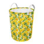 Yellow Spring Tulip Pattern Print Round Laundry Basket