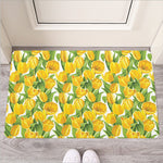 Yellow Spring Tulip Pattern Print Rubber Doormat