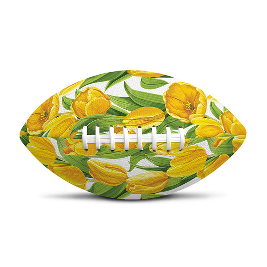 Yellow Spring Tulip Pattern Print Rugby Ball