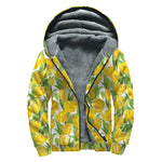 Yellow Spring Tulip Pattern Print Sherpa Lined Zip Up Hoodie