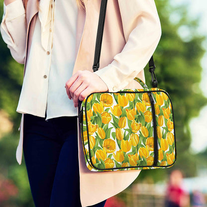 Yellow Spring Tulip Pattern Print Shoulder Strap Bible Bag
