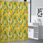 Yellow Spring Tulip Pattern Print Shower Curtain