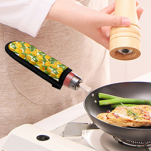 Yellow Spring Tulip Pattern Print Skillet Handle Cover