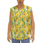 Yellow Spring Tulip Pattern Print Sleeveless Baseball Jersey