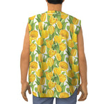 Yellow Spring Tulip Pattern Print Sleeveless Baseball Jersey