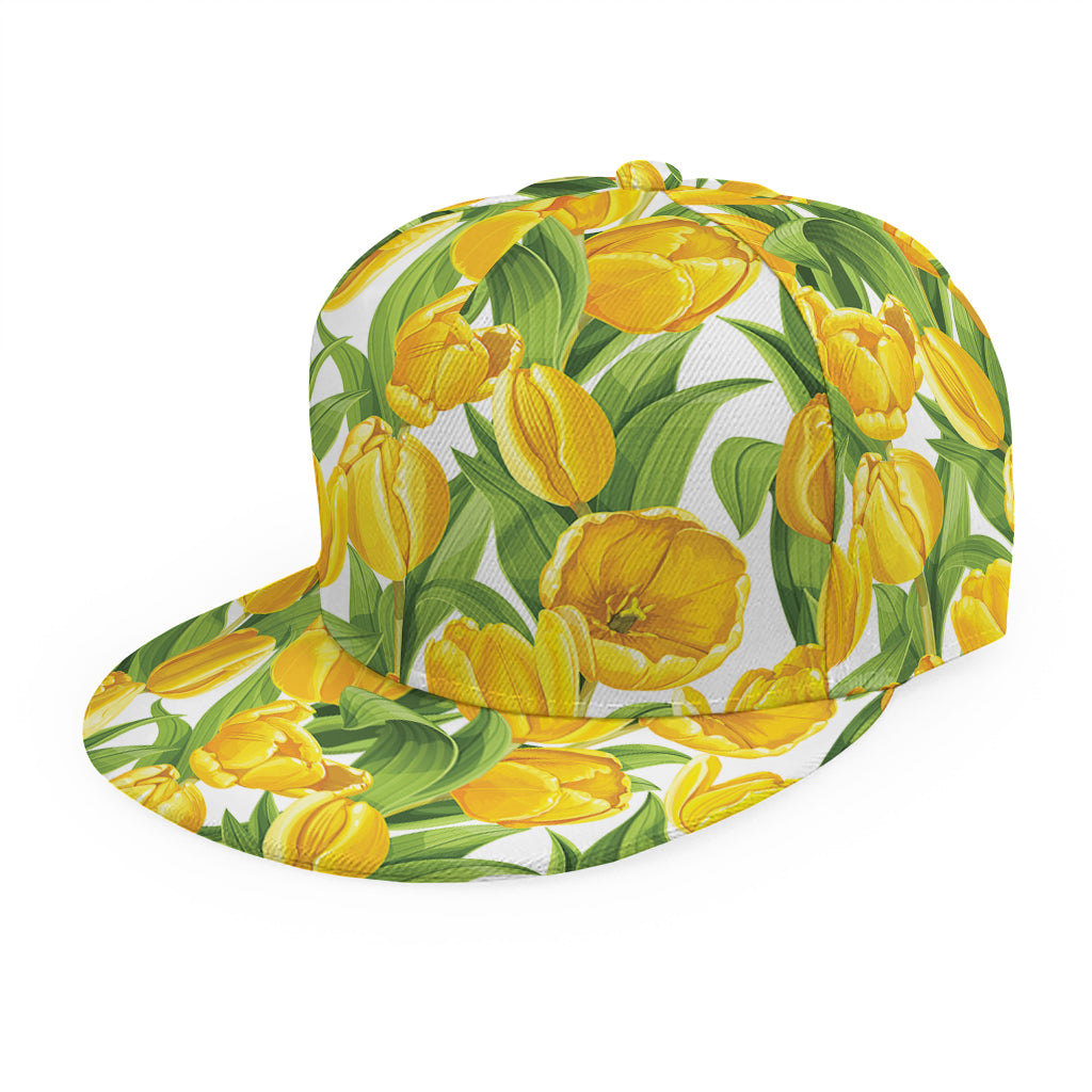 Yellow Spring Tulip Pattern Print Snapback Cap