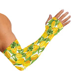 Yellow Spring Tulip Pattern Print Sun Protection Arm Sleeves