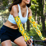 Yellow Spring Tulip Pattern Print Sun Protection Arm Sleeves