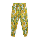 Yellow Spring Tulip Pattern Print Sweatpants
