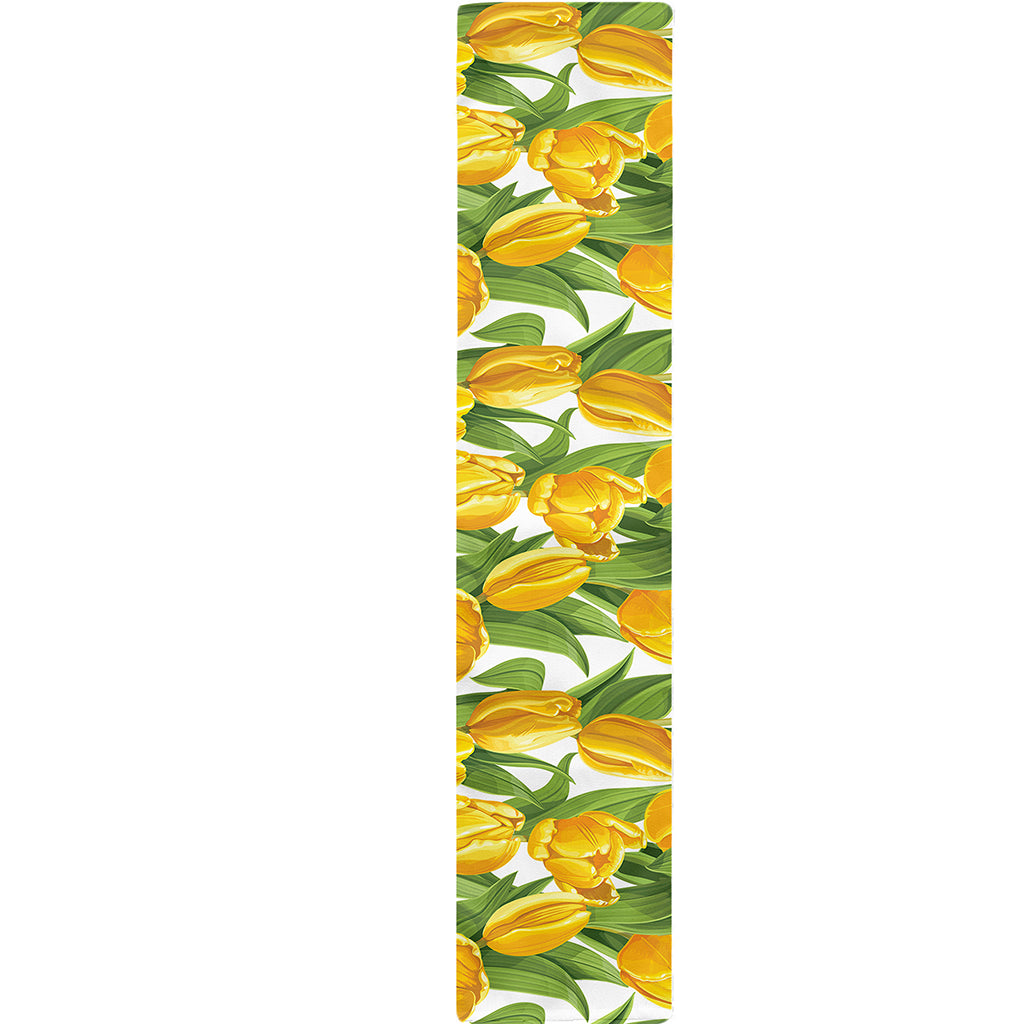 Yellow Spring Tulip Pattern Print Table Runner