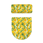 Yellow Spring Tulip Pattern Print Toilet Lid And Tank Cover Set