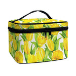 Yellow Spring Tulip Pattern Print Travel Makeup Bag