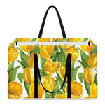 Yellow Spring Tulip Pattern Print Utility Tote Bag