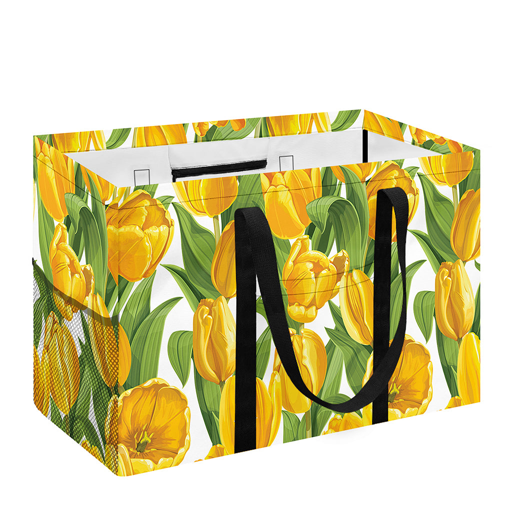Yellow Spring Tulip Pattern Print Utility Tote Bag